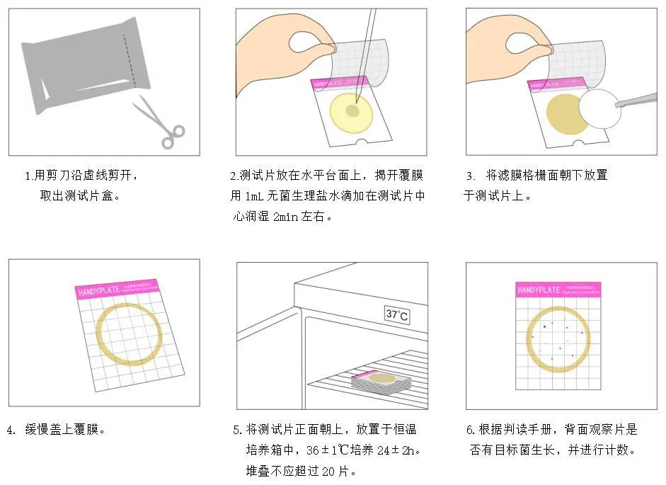 Handy plate®快速菌落总数测试片(滤膜法) 操作图解