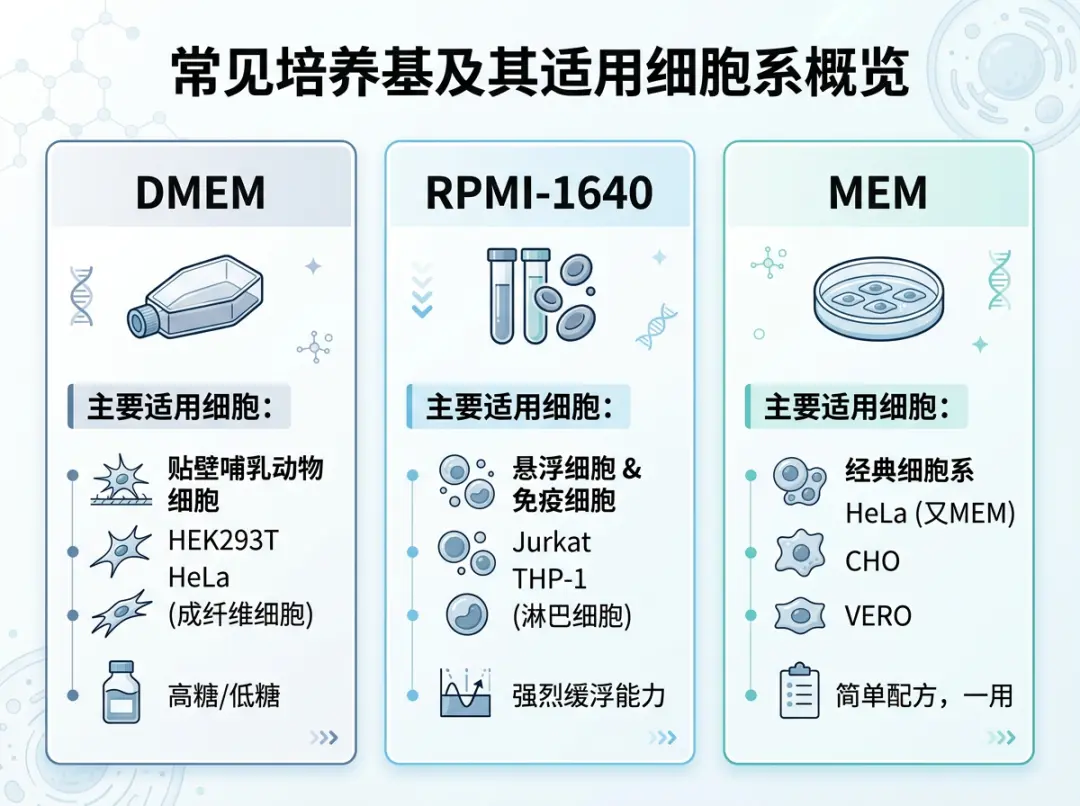 常见培养基及其适用细胞系概览 常见培养基及其适用细胞系概览